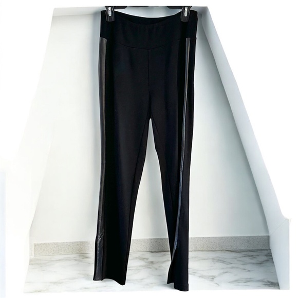 Eileen Fisher SET Leather Trimmed Wool Melton Coat and Pants - Picture 4 of 16